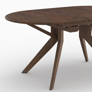 Table extensible en bois d'hévéa massif foncé 6 à 10 personnes - Merlin