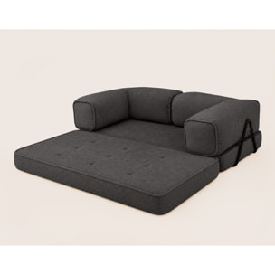 Poppy - canapé 3 places convertible en velours côtelé - Gris foncé