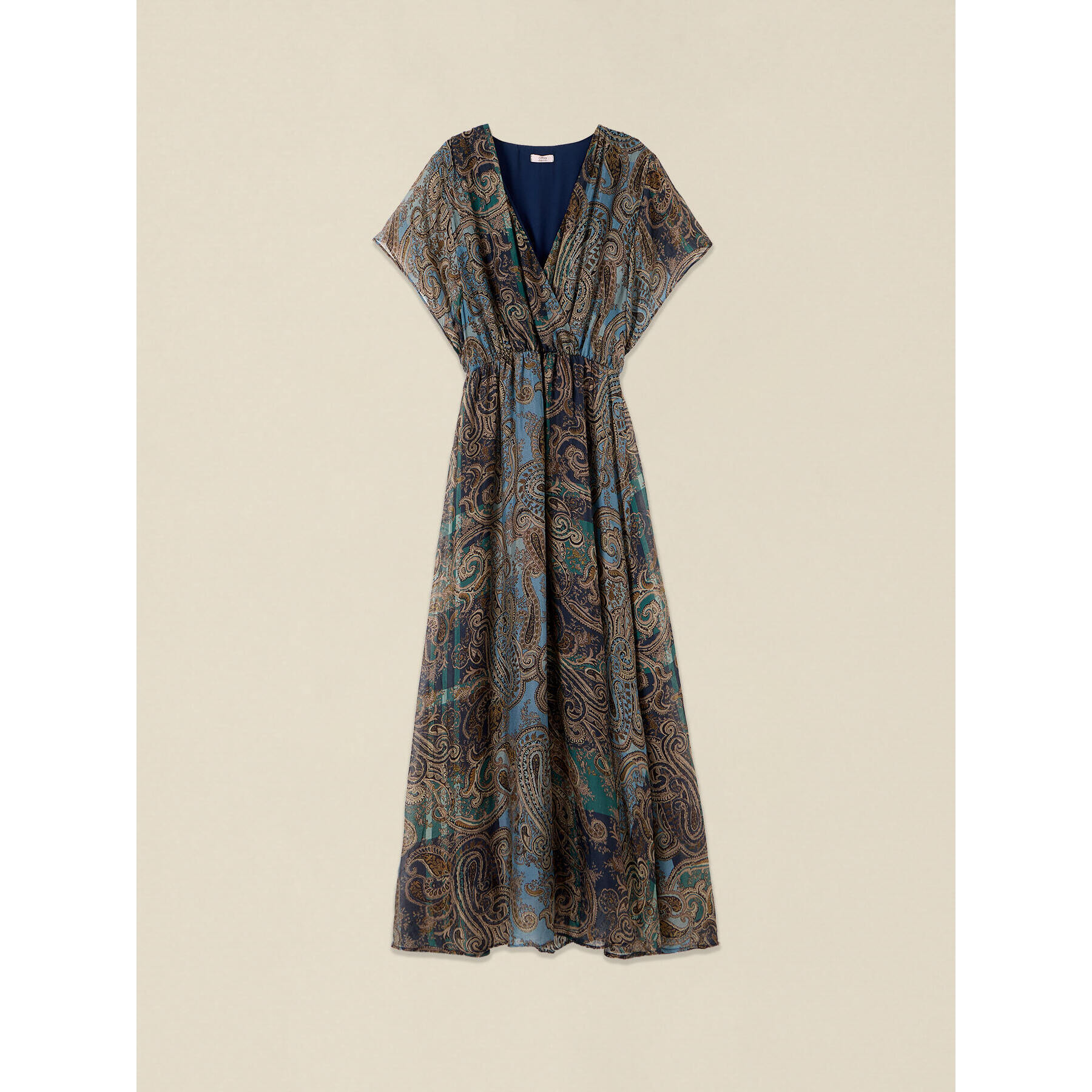 Oltre - Vestito flare in chiffon misto seta fantasia - Blu