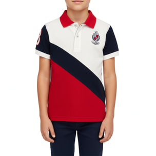 Polo special con logo ricamato e fascia diagonale