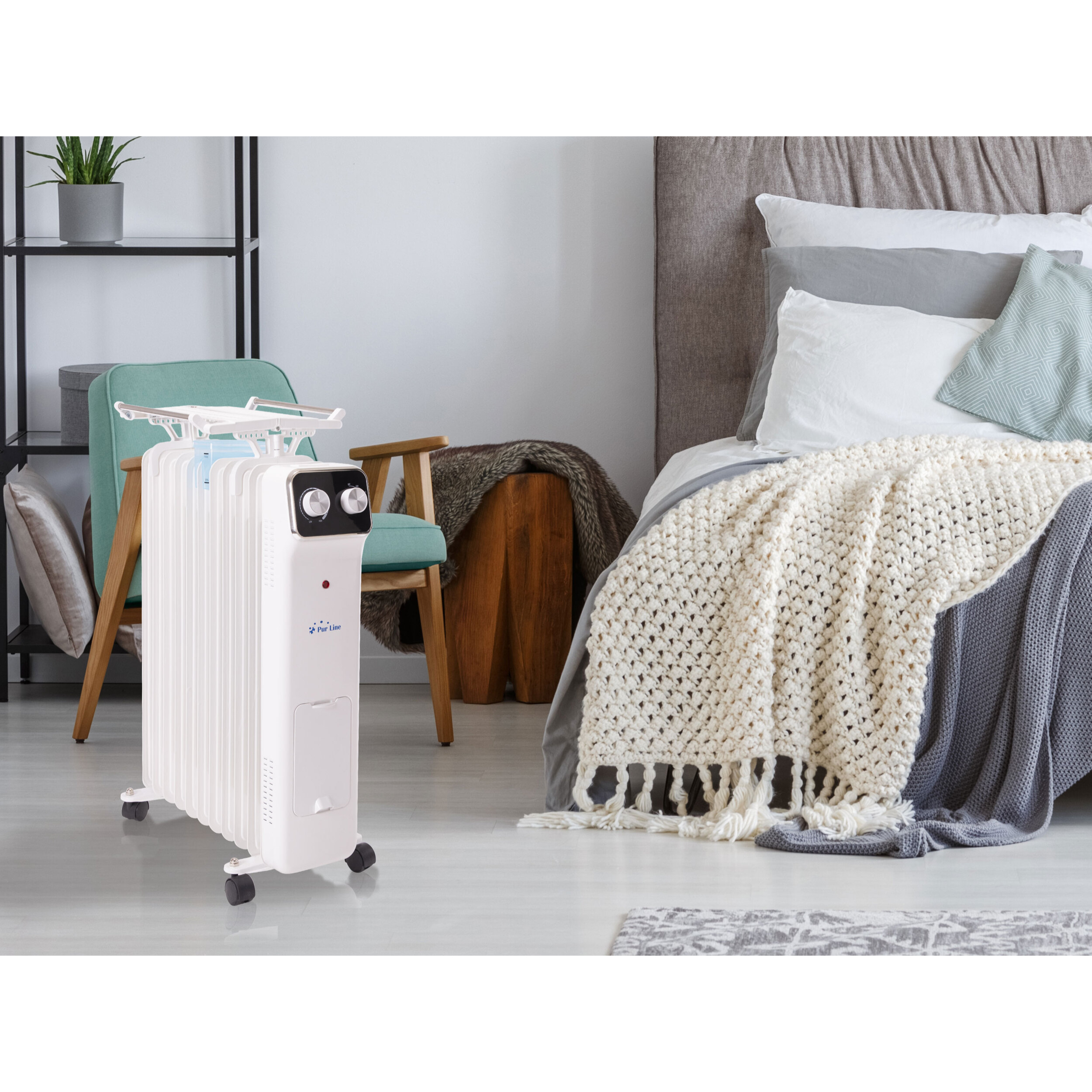 Radiateur d'huile blanc avec réservoir d'humidification 2500 W