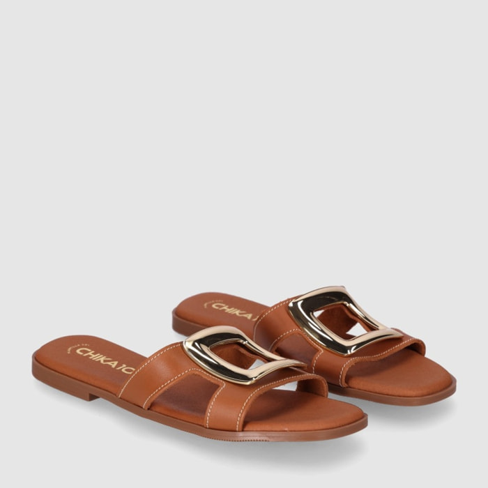 Sandalias de Piel - Cuero - Tacón: Bajo