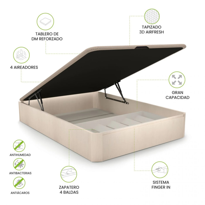 Canapé con zapatero 135x190 cm en artic Luxury Plus 3D Artic