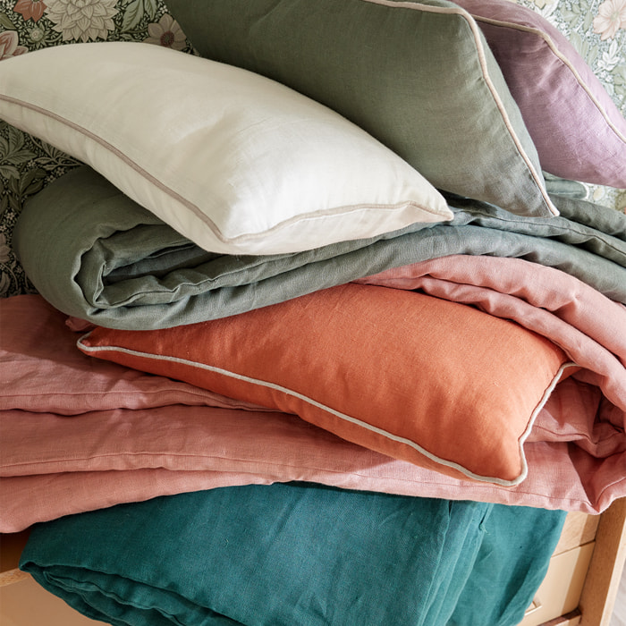 Housse de coussin matelassé en lin, ARTY, Vert forêt