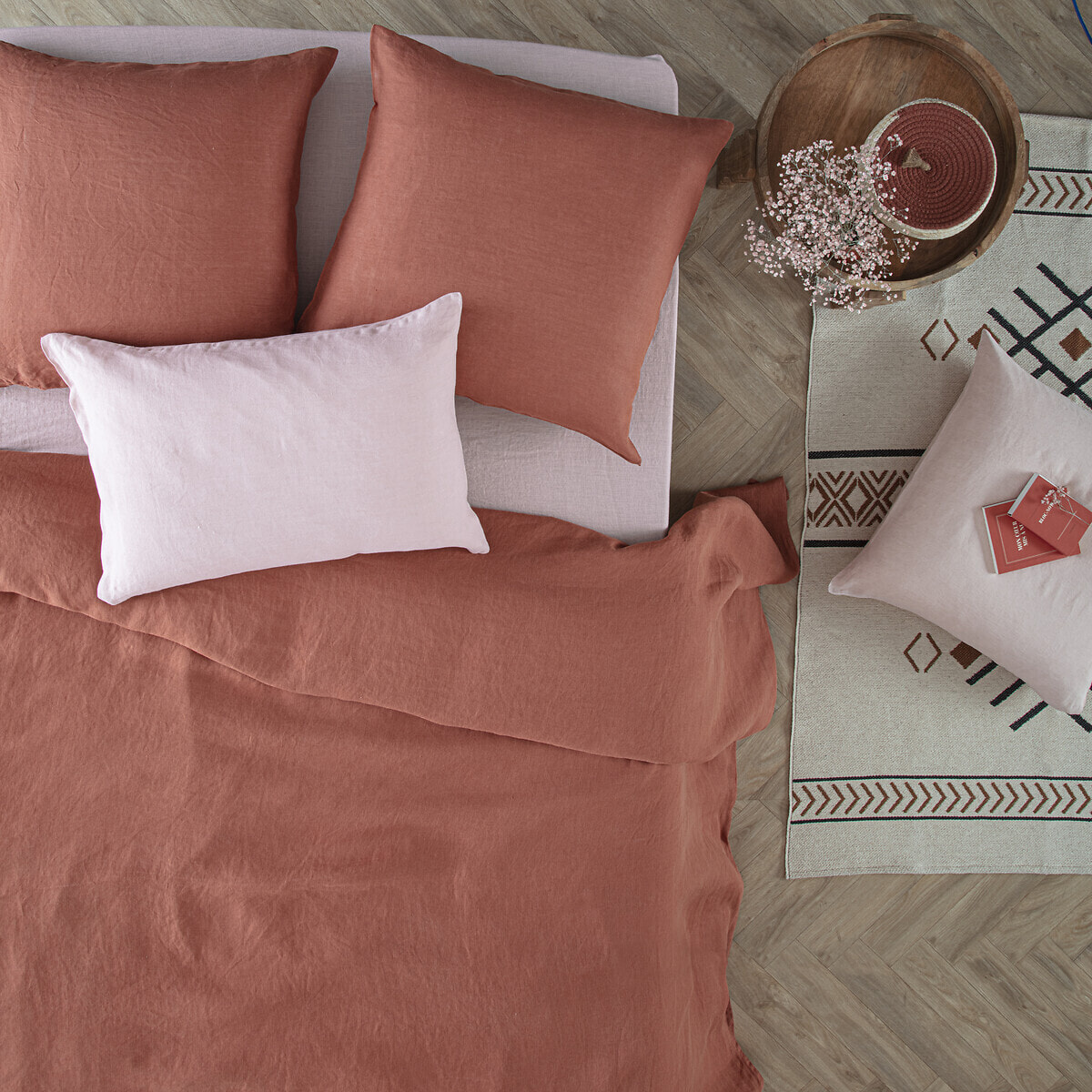 Housse de couette "Linah" - terracotta - lin lavé 240x220 cm