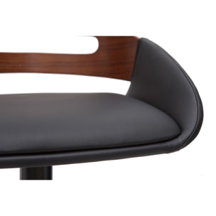 Tabouret de bar relevable design noir et noyer PERNIK