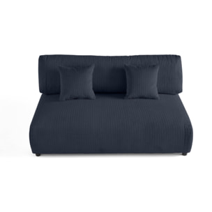 Garance - module d'assise 3 places - en velours côtelé - Bleu nuit