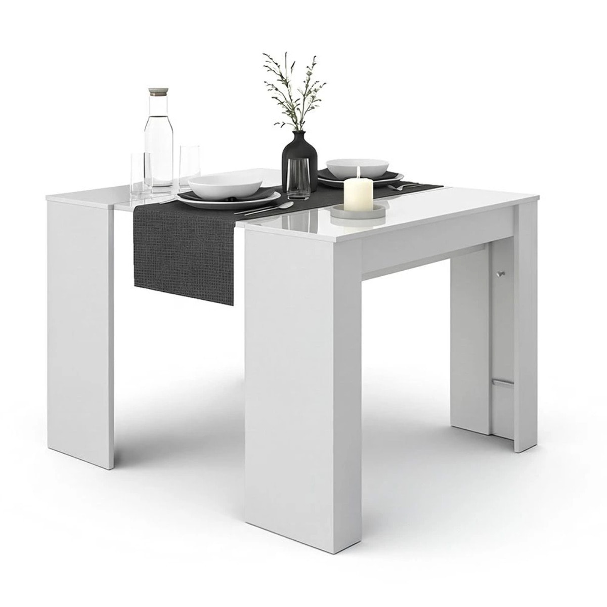 Mesa consola extensible en blanco 50-235x90 cm Denis Blanco