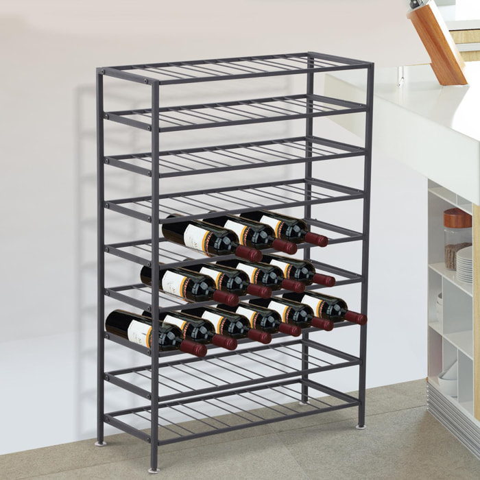 HOMCOM Étagère à vin rack pour bouteilles range-bouteilles capacité 54 bouteilles dim. 63L x 25l x 91H cm métal noir