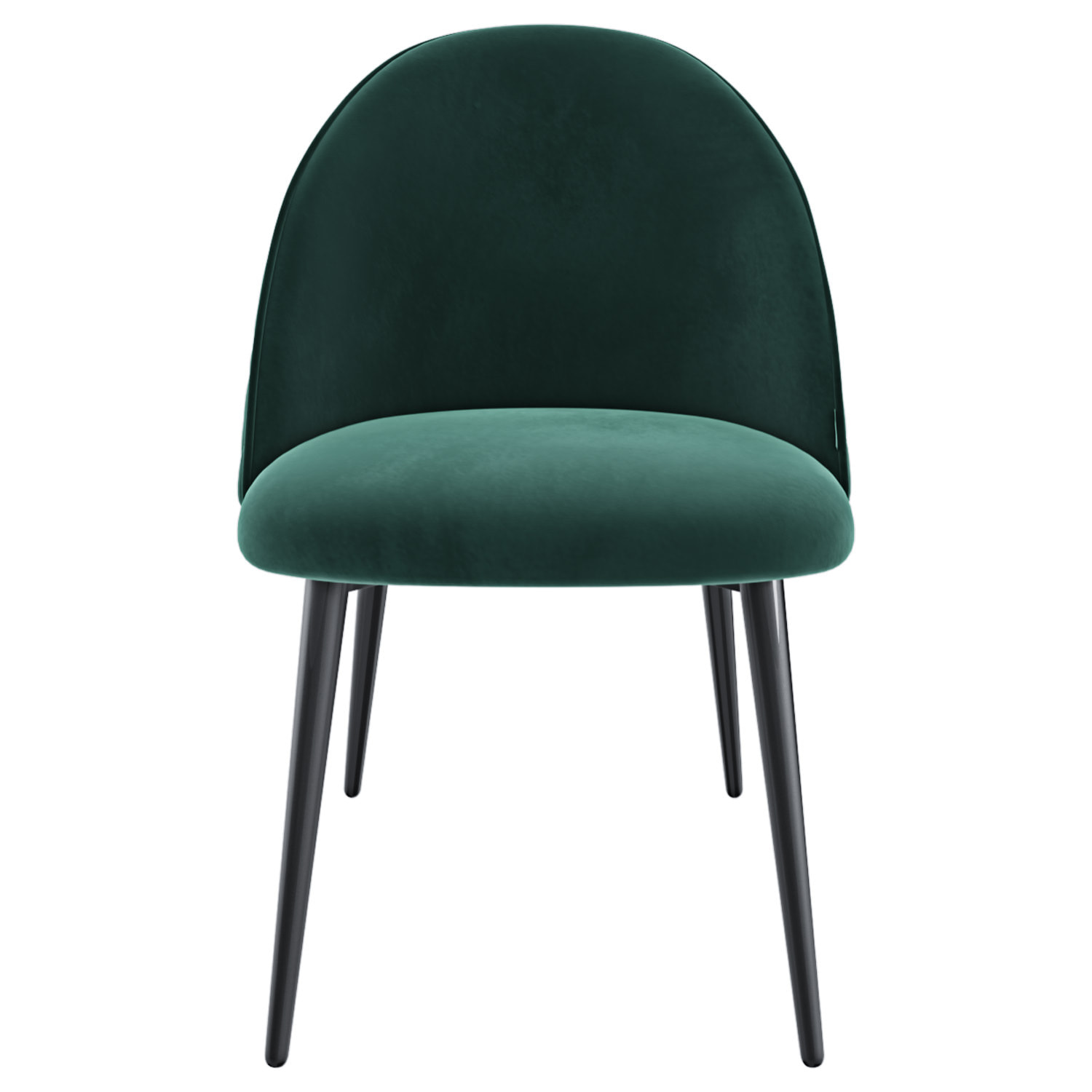 Set di 4 Sedie Imbottite Da Pranzo In Velluto Sedia Gambe In Metallo Nero Schienale Soggiorno Salotto Camera 43 x 47.5 x 80 Cm (Verde Scuro)