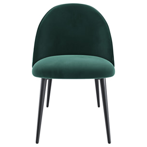 Set di 4 Sedie Imbottite Da Pranzo In Velluto Sedia Gambe In Metallo Nero Schienale Soggiorno Salotto Camera 43 x 47.5 x 80 Cm (Verde Scuro)