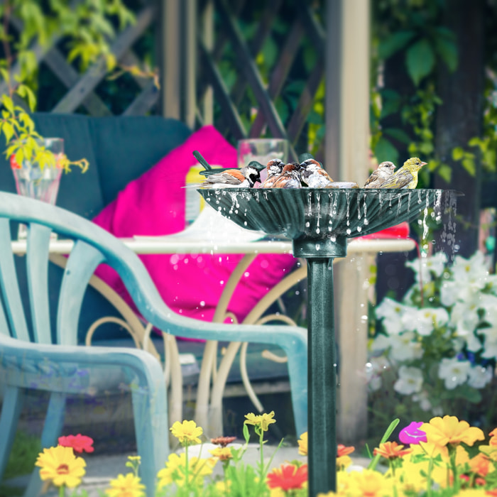 Bain d'oiseaux abreuvoir avec base de jardinière vert antique