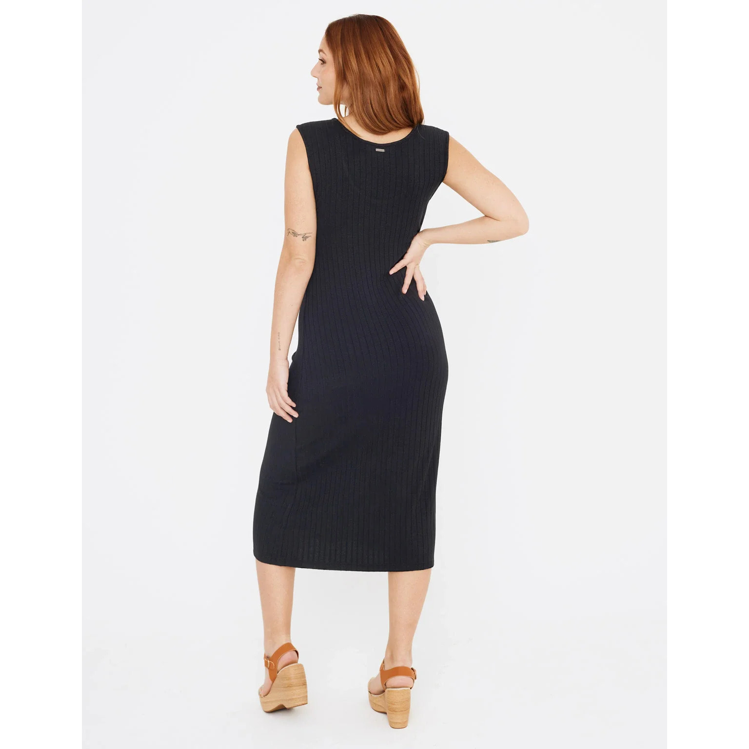 Vestido Midi Largo Cuello Redondo Negro - Desita