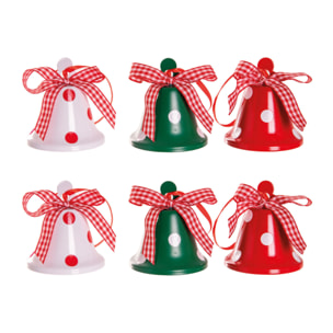 Addobbi Albero Natale 6 Campanelle Dots