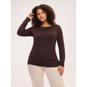 Fiorella Rubino - Maglia second skin in misto cashmere - Marrone