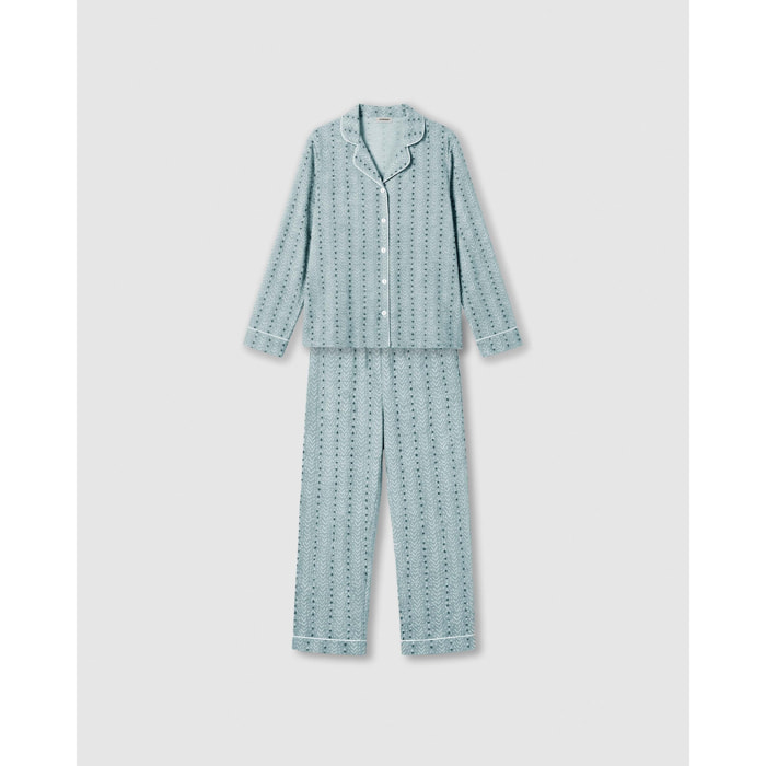 Pijama largo camisero algodón zuberi índigo