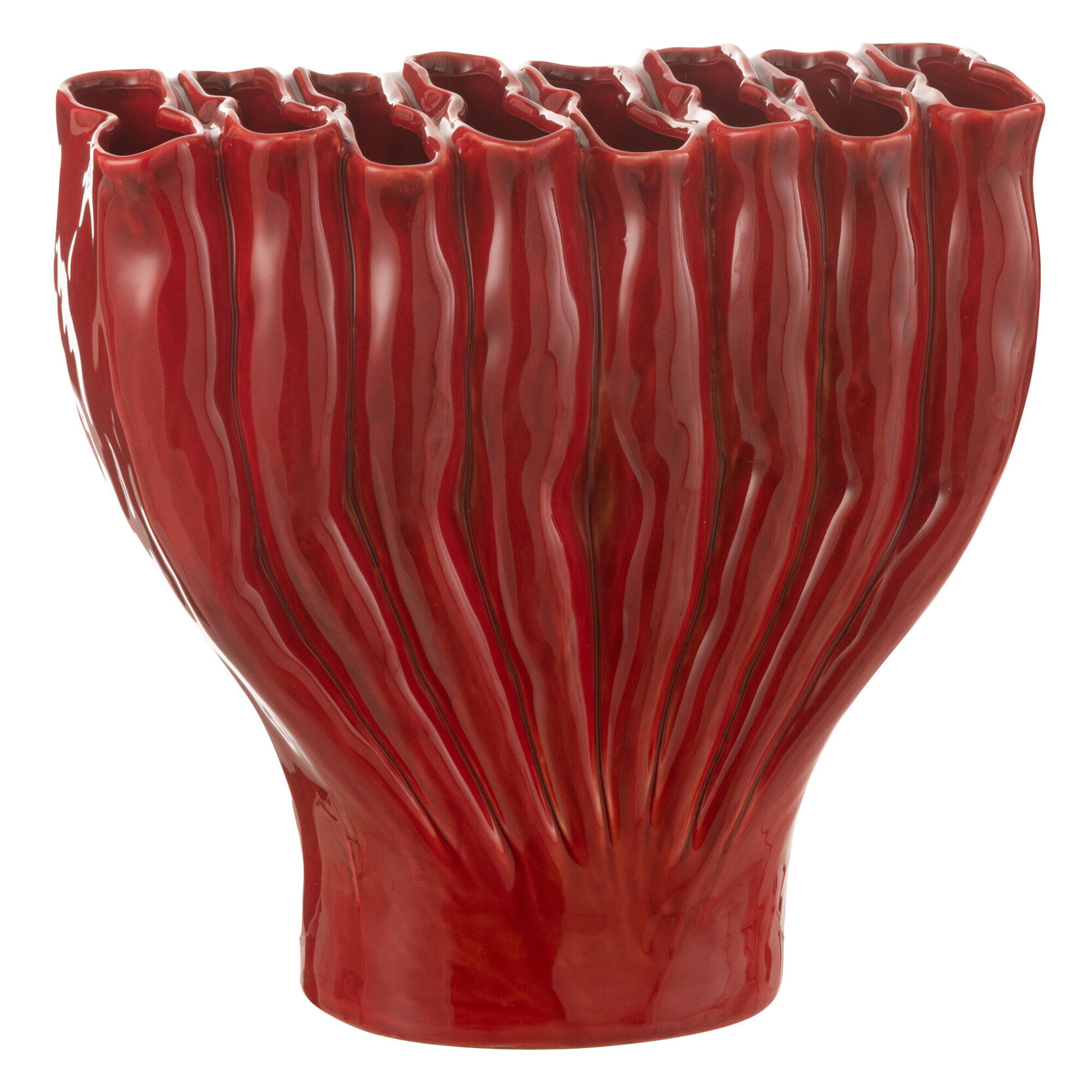 J-Line vase Multi Tubes Large - porcelaine - rouge