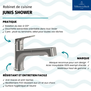 Robinet cuisine Junis Shower chromé