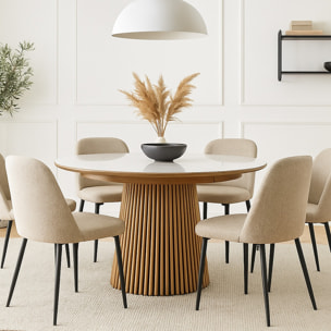 Table à manger ronde extensible en céramique bicolore 6/8 places - ADA