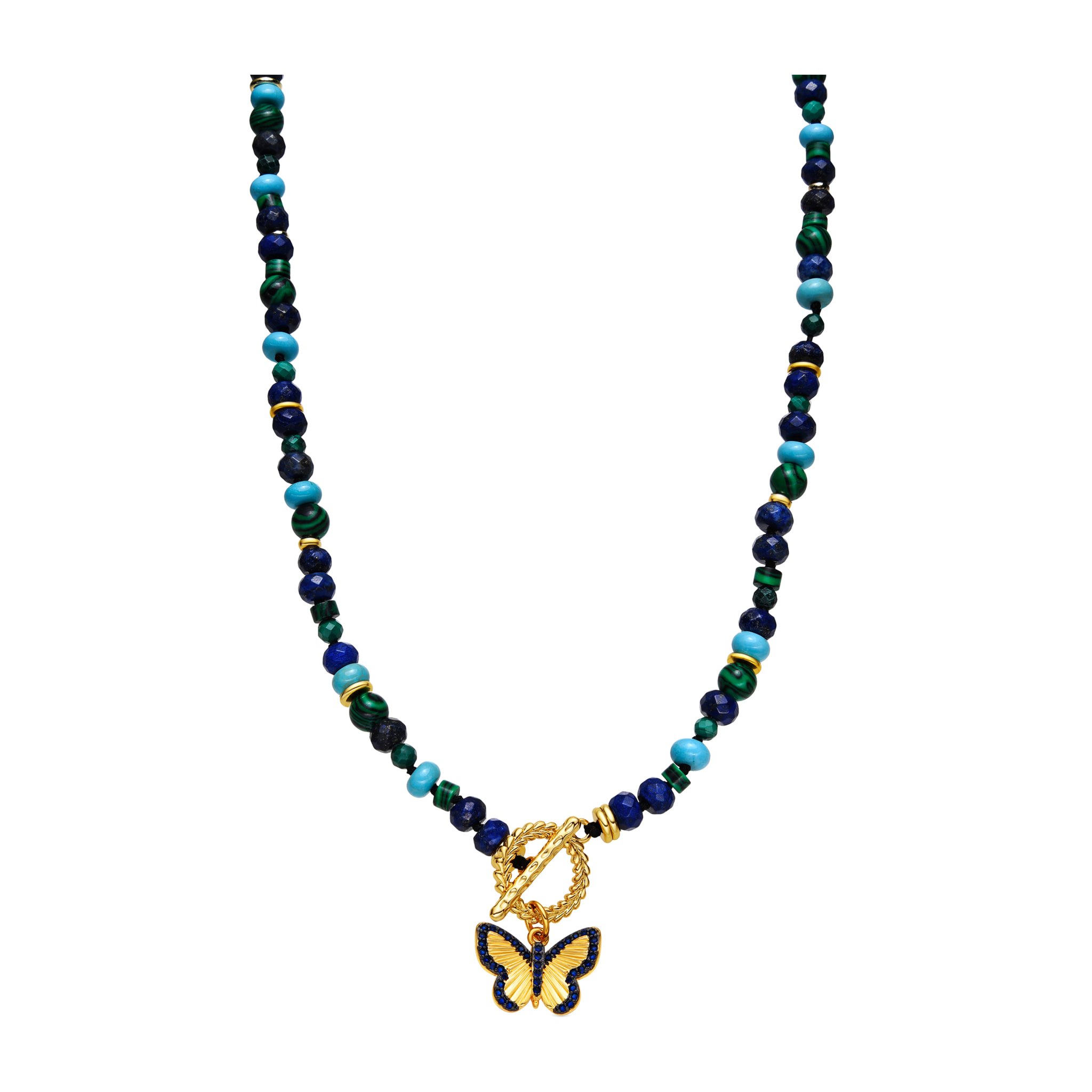 Collar con Lapislazuli Natural acabado oro 18k