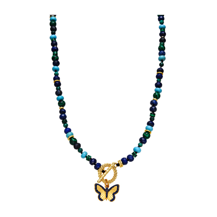 Collar con Lapislazuli Natural acabado oro 18k