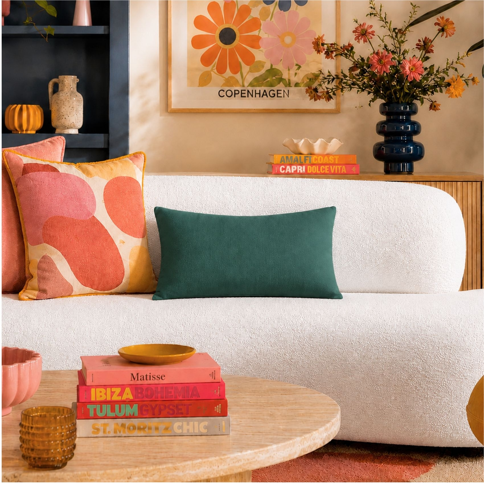 Coussin non déhoussable en coton uni - Vert foncé