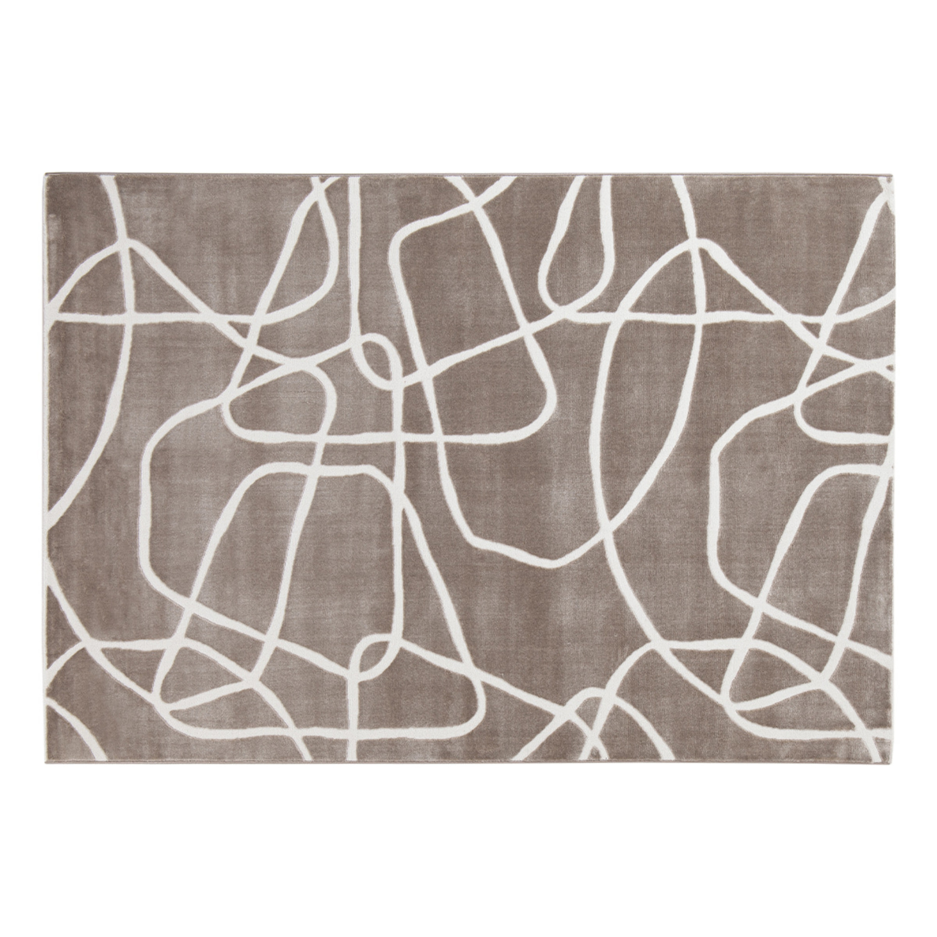 Tapis rectangulaire taupe à motifs line art 160 x 230 cm APOLLINE