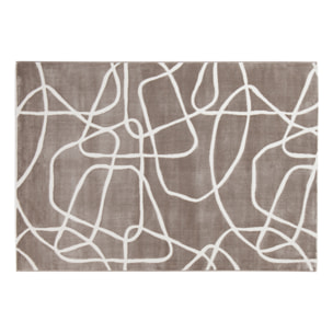 Tapis rectangulaire taupe à motifs line art 160 x 230 cm APOLLINE