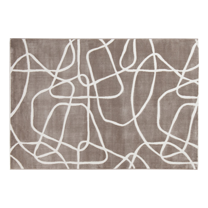 Tapis rectangulaire taupe à motifs line art 160 x 230 cm APOLLINE