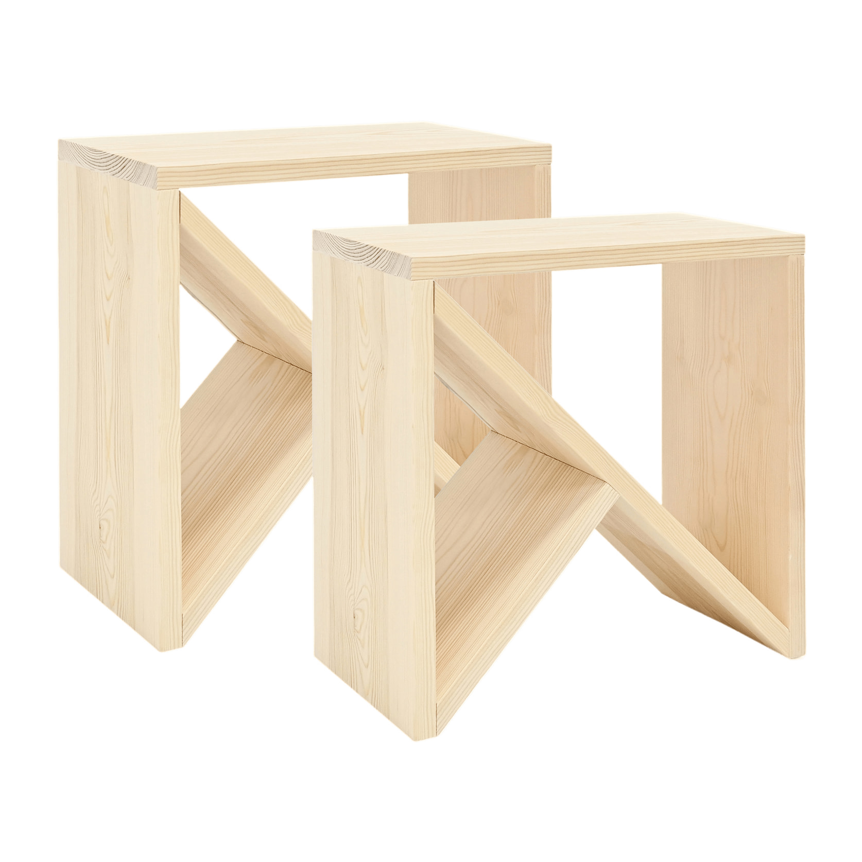Pack 2 tables en bois massif ton naturel en différentes tailles