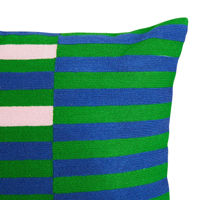 Coussin brodé "Disso" vert 40x40cm