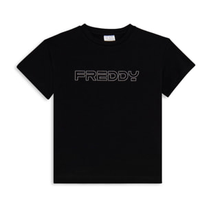 T-shirt bambina con logo FREDDY in strass