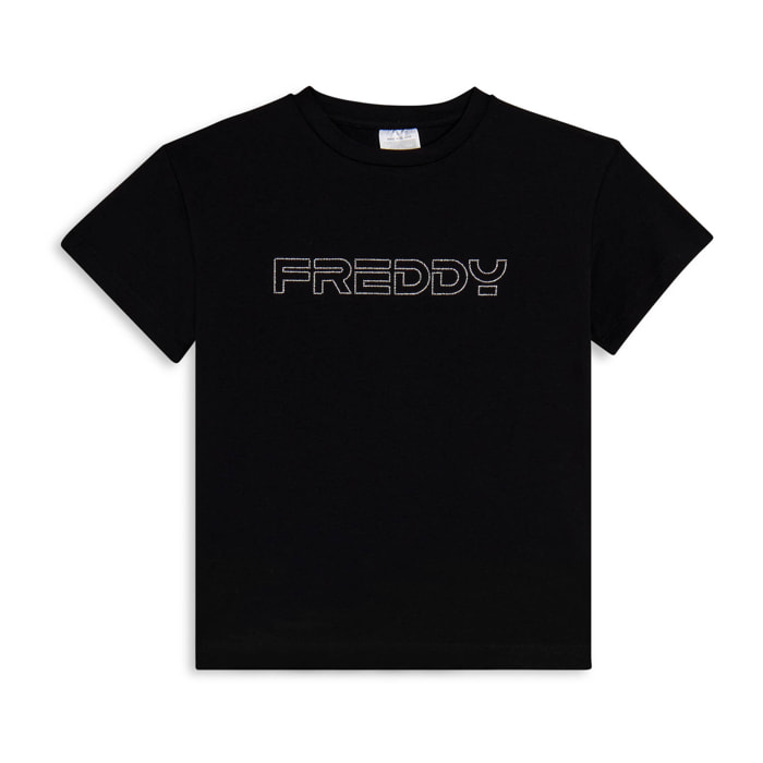 T-shirt bambina con logo FREDDY in strass