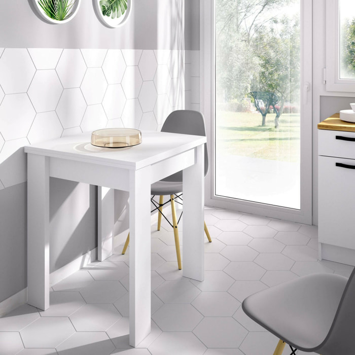 Tavolo allungabile Alamaro, Consolle estensibile multiposizione,Tavolo consolle ausiliare pieghevole, 67/134x67h79 cm, Bianco