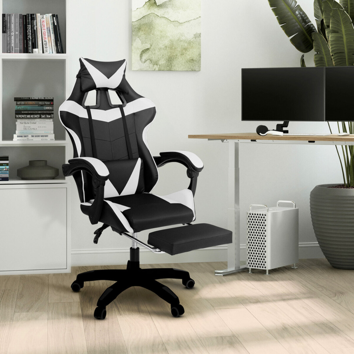 Fauteuil de bureau spécial gaming noir et blanc