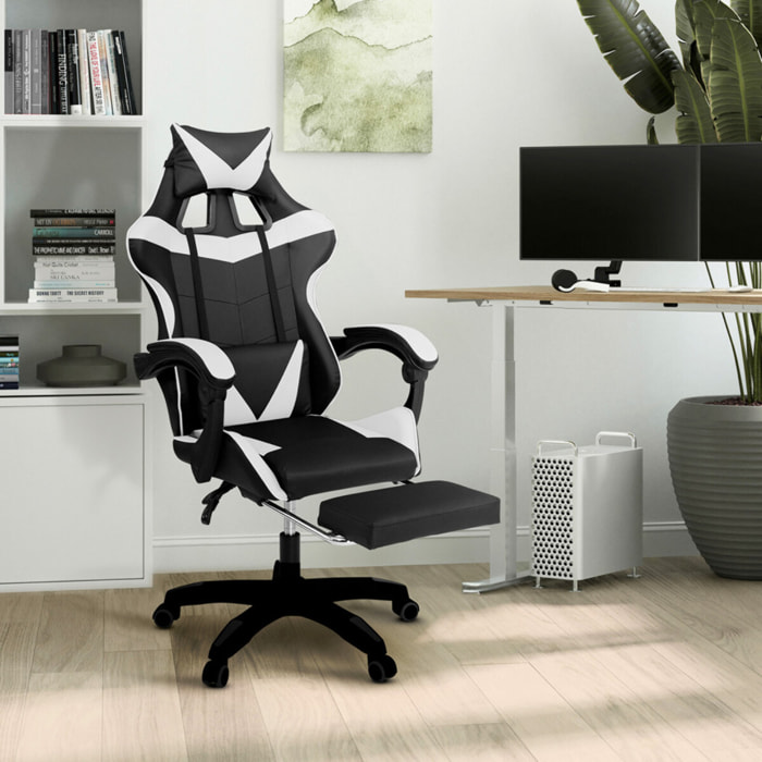 Fauteuil de bureau spécial gaming noir et blanc