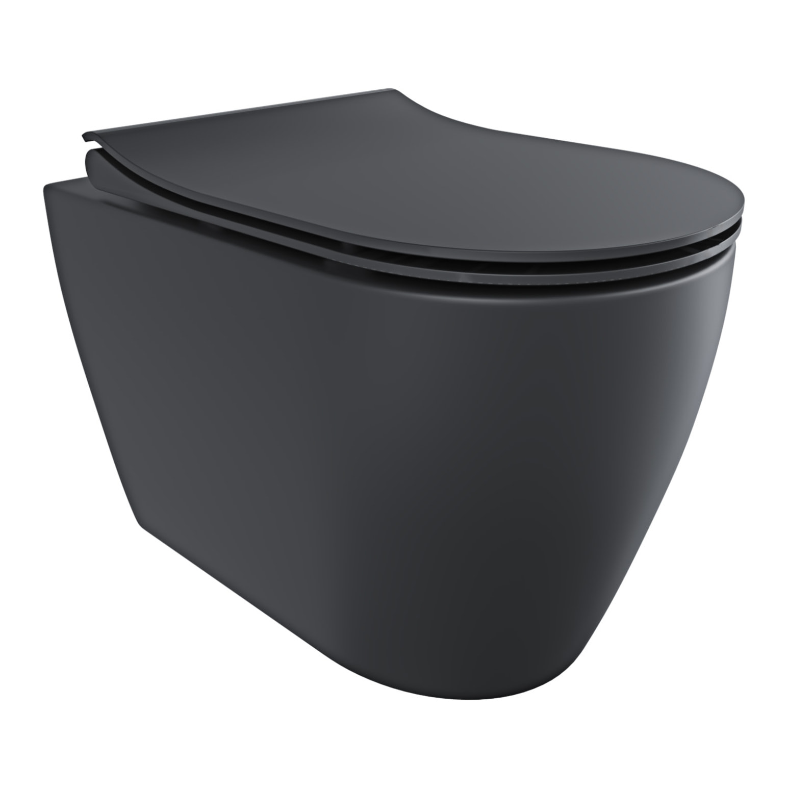 Coppia Sanitari Filomuro Filo Muro Filo Parete Vaso WC E Bidet Design Moderno Ceramica Copriwater Chiusura Soft Close Chiusura Rallentata Nero Opaco