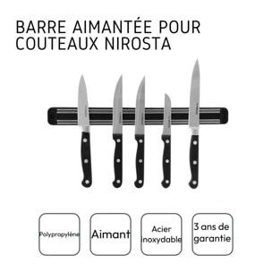 Barre aimantée pour couteaux et ustensiles en métal Nirosta Divers