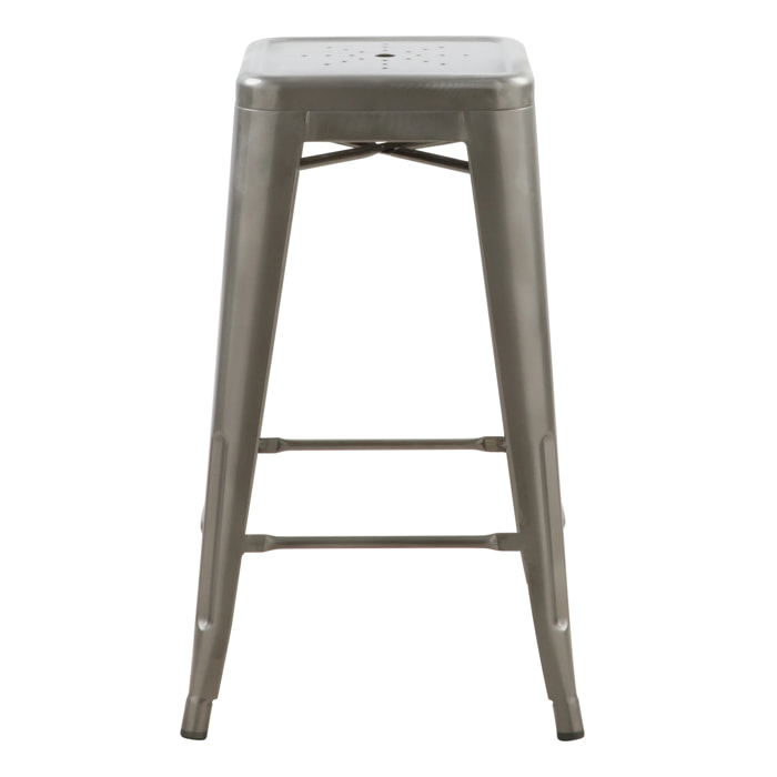 Lot de 2 tabourets pour îlot central 66 cm en métal chrome brillant - Indus