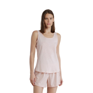 Pigiama donna in cotone top spalla larga e pantalone corto articolo little flower Noidinotte