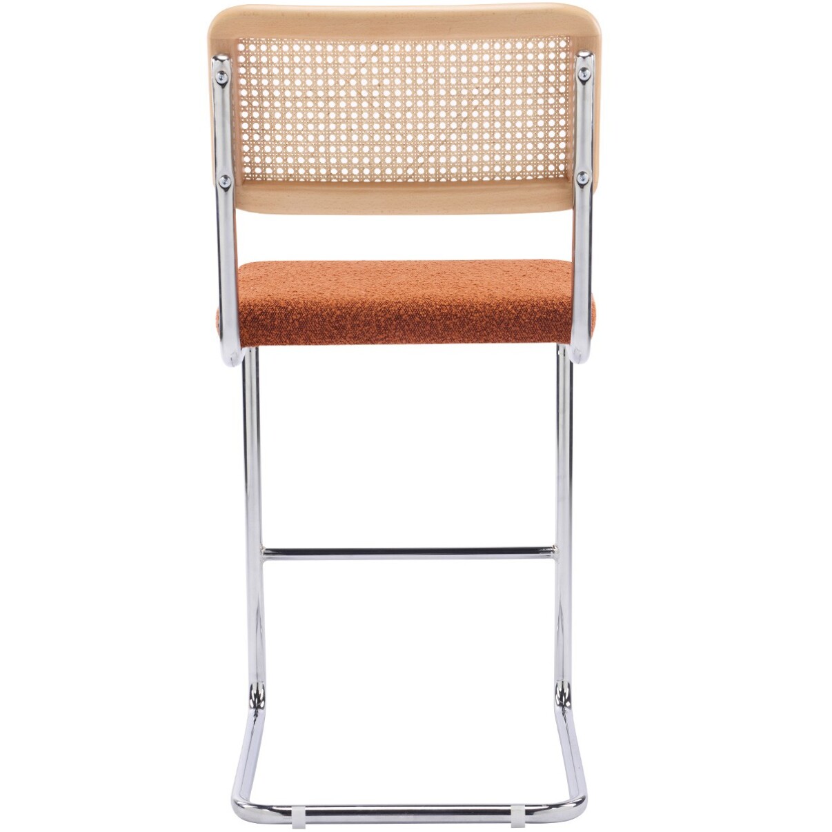 Lot de 2 tabourets de bar en cannage et tissu bouclé - MUSE
