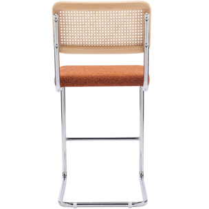 Lot de 2 tabourets de bar en cannage et tissu bouclé - MUSE