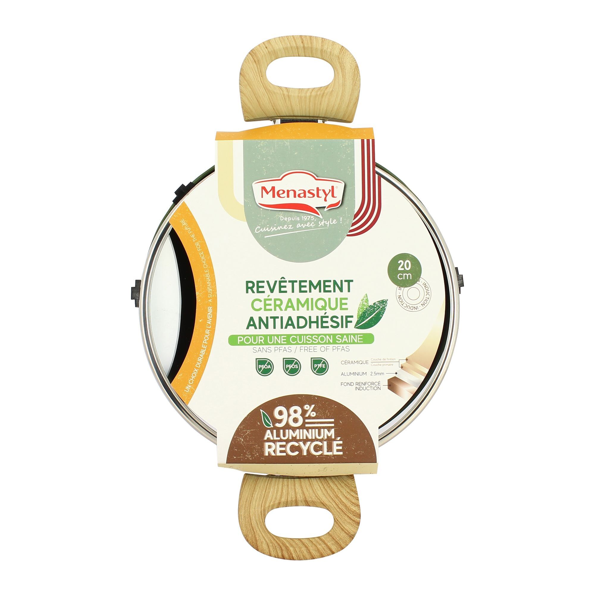 Faitout 20cm avec revêtement céramique vert - tous feux COLORAMA
