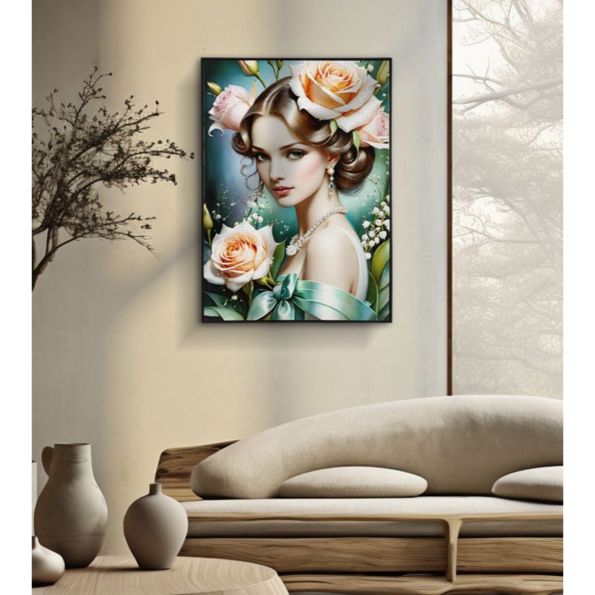 DIPINTO SU TELA LACCATO FANTASY C/CORNICE -B- CM 72X4X102