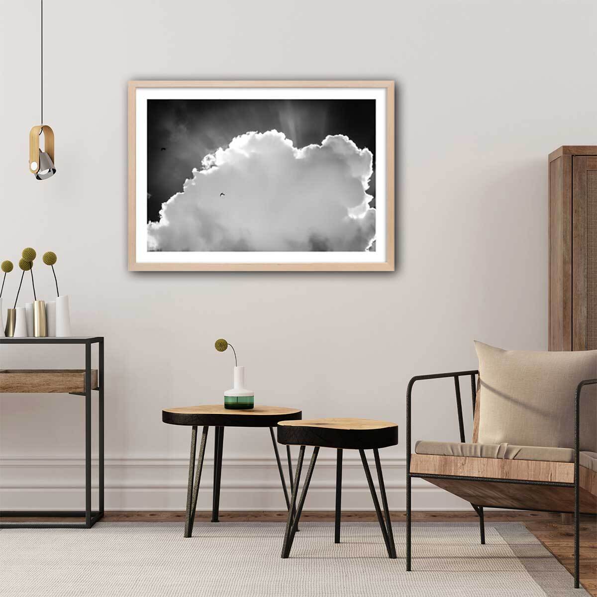 Affiche illustration graphique cathodique Affiche + cadre en bois - Chêne