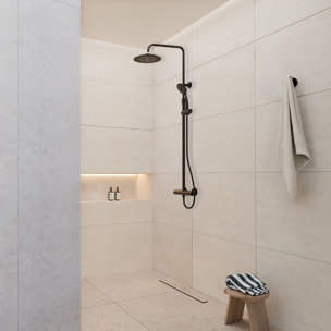Colonne de douche Thermostatique finition Noire Mate - 133x28x52 cm - MOLLY BLACK