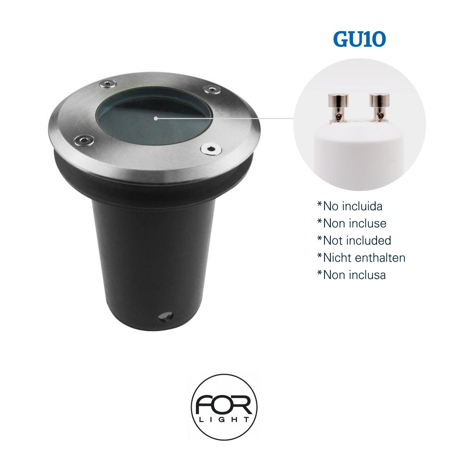 Forlight Empotrable De Suelo Ip65/Ip67 Ringo Ø110Mm Gu10 50W Acero Inoxidable 525Lm