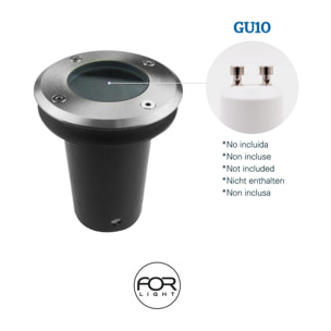 Forlight Empotrable De Suelo Ip65/Ip67 Ringo Ø110Mm Gu10 50W Acero Inoxidable 525Lm