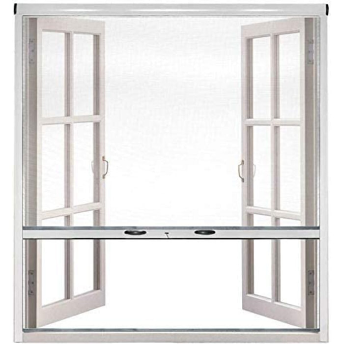 Zanzariera Universale A Rullo Avvolgibile Profilo Riducibile Regolabile Per Finestra Balconi Con Frizione Telaio Alluminio Bianco 140 X 170 Cm