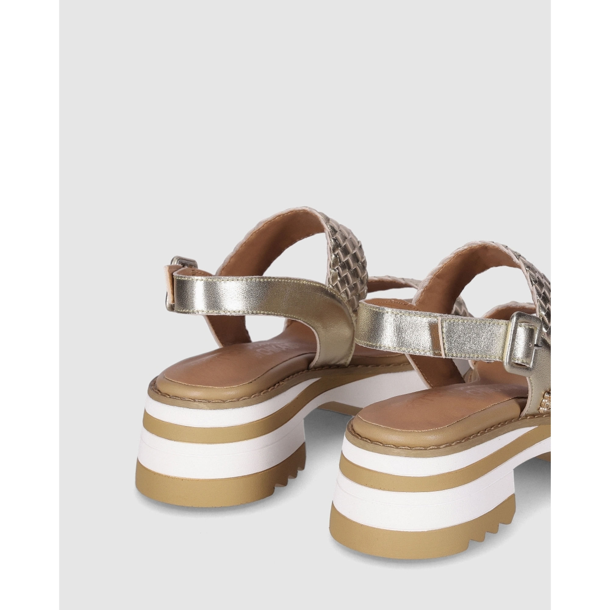 Sandalias de Piel - Platino - Tacón: 4 cm